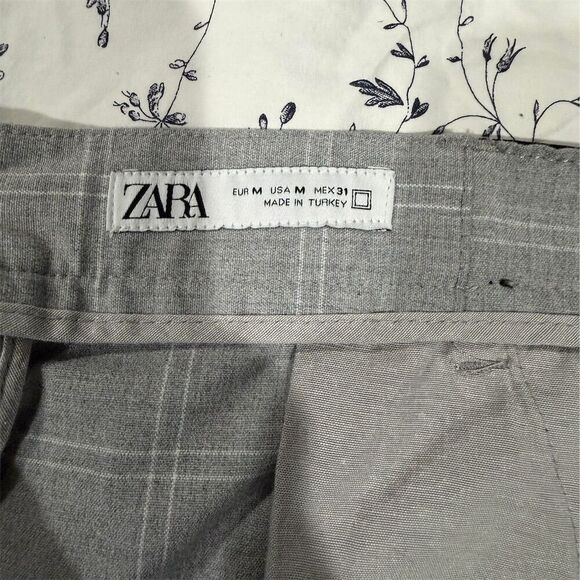 ZARA men's  Gray Plaid Slim Fit Dress Pants Size M Business - Picture 6 of 6